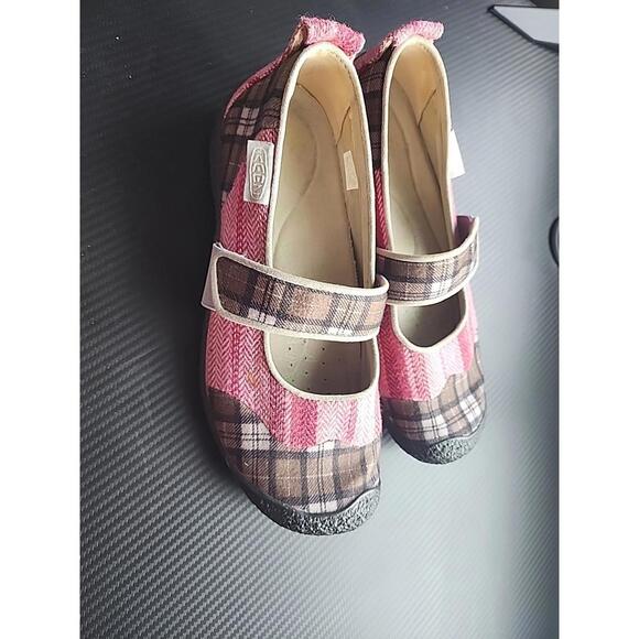 Keen Women's Mary Jane Shoes Sz 8.5 Harvest Plaid Pink/Brown Patchwork - Picture 5 of 6